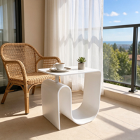Table d'appoint minimaliste moderne en acrylique transparente en forme de U pour salon, chambre, balcon, décoration intérieure