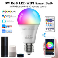 Ampoule LED intelligente WIFI avec télécommande E26 E27 7W 9W 10W RGB+CCT Ampoule à intensité variable Fonctionne avec Alexa Google Home Contrôle vocal