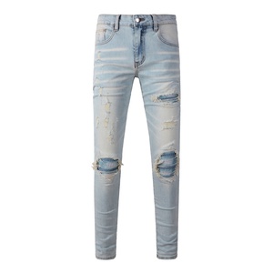 <span class=keywords><strong>Jeans</strong></span> da <span class=keywords><strong>Uomo</strong></span> di Lusso Firmati di Alta Qualità, Modello Slim Fit Vintage Strappato <span class=keywords><strong>Blu</strong></span>, Pantaloni da <span class=keywords><strong>Uomo</strong></span> in Denim Effetto Vissuto - Product Image 2