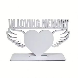Custom MDF <b>Wooden</b> Heart Wing in LOVING MEMORY Sublimation <b>Photo</b> <b>Frame</b> Blanks - Product Image 1