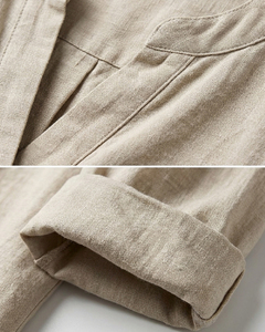 Awesome Sales Fantastic Quality <b>Linen</b> Cotton Blend Relaxed Fit Summer Split Neck <b>Tunic</b> Women Blouses Elegant Tops - Product Image 3