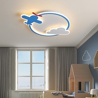 Plafonnier à spectre complet avec télécommande, design moderne en forme d'avion de dessin animé, protection oculaire, base en fer LED