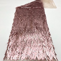 Nouvelle Arrivée Tissu en Dentelle Perlée Brodé de Paillettes Longues et Élégantes pour Robes de Soirée Scintillantes et Spectacles de Mode