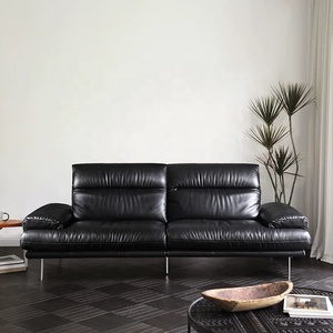 Set di Divani Zayshine in Vera Pelle Nera, Stile Minimalista Italiano, 3 Posti, Modulare, per <span class=keywords><strong>Soggiorno</strong></span>, Ufficio, Appartamento, Villa, <span class=keywords><strong>Divano</strong></span> Regolabile - Product Image 2