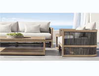 Ensemble de canapés de jardin en teck moderne et écologique avec mobilier de salle à manger extérieur pour cour et hôtel