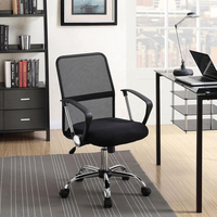 Chaises de bureau importées en gros, chaise de bureau pivotante à dossier bas en maille avec accoudoirs
