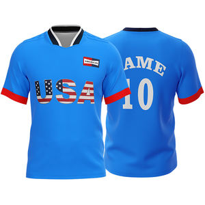 Ensemble de maillots et shorts personnalisés de l'équipe américaine, drapeau américain, col en V, nom, numéro, logo, uniforme de football, séchage rapide, respirant, antibactérien, taille plus - Product Image 4