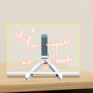 Nhà Máy Bán buôn tùy chỉnh Acrylic <span class=keywords><strong>LED</strong></span> ánh sáng bảng tin vẽ menu Lưu ý tự làm quà tặng ban đêm bảng tin với bút và chủ - Product Image 3