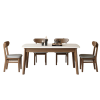 Ensemble de table à manger élégante en bois de chêne massif pour 4 personnes avec chaises de salle à manger au design moderne en bois pour la maison et l'hôtel