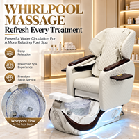 Fauteuil de pédicure électrique, fauteuil de spa pour les pieds, fauteuil de massage pour salon de manucure avec dossier inclinable, bain de pieds à remous et lumière LED