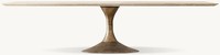 Table à manger rectangulaire de luxe avec plateau en marbre, base en forme de tulipe moderne, table architecturale en pierre pour hôtel, villa, projet d'aménagement