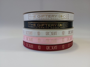 ริบบิ้นฟอยล์สีโรสโกลด์พิมพ์โลโก้ตามสั่งสำหรับห่อของขวัญ - Product Image 3