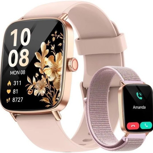 IDW28 Smartwatch 1.85" Square AMOLED Display with Silicone Band Waterproof Heart Rate Monitoring & for Call