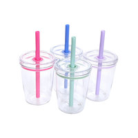 Gobelet à paille en Tritan écologique de 600 ml (12 oz), transparent, couleur unie, simple paroi