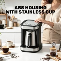 Cafetière turque électrique portable, 2 tasses, machine à café individuelle, arrêt automatique, acier inoxydable noir