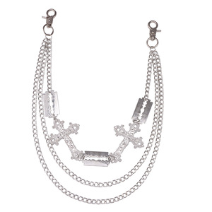 <b>Cross</b> Waist <b>Chain</b> Zinc Alloy Unisex Hip Hop Fashion Accessory Daily Wear White K - Product Image 5