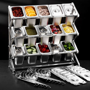 อุปกรณ์ครัวบุฟเฟ่ต์โรงแรม ชั้นวางถาดสแตนเลส GN <span class=keywords><strong>พร้อม</strong></span>ถาดอุ่นอาหารและที่เก็บเครื่องปรุง - Product Image 3