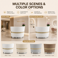 Comptoir de réception minimaliste sur mesure en gros avec garniture métallique dorée pour salon de beauté et spa des ongles
