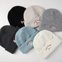 2025 mode dames LOGO personnalisé brodé chiot thermique hiver chaud chapeau tricoté bonnet chapeaux