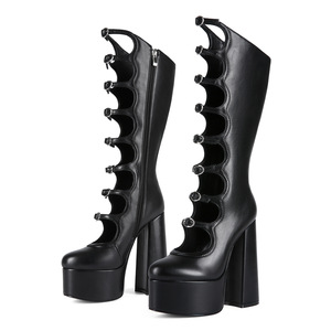 Hot Sale Outdoor Slip-On Square Toe Open Toe Cross-Strap Spike Heel Breathable Designer Summer Women Sexy Fashion Mid Heel - Product Image 5