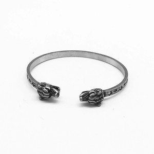 yunnique Stainless Steel Wolf Head Bracelet <b>For</b> <b>Men</b> Open Cuff Animal Design Jewelry Tibetan <b>Silver</b> Fashion <b>Bangle</b> - Product Image 3