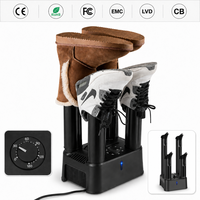 Séchoir à chaussures électrique portable et pliable à séchage rapide avec minuterie et désodorisant, 4 tubes et 4 poteaux
