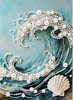 Kit de Peinture DIY en Gros avec Perles et Strass – 4 Motifs : Paon, Papillon, Cygne, Fleur de Cerisier – Art Perlé pour Adultes
