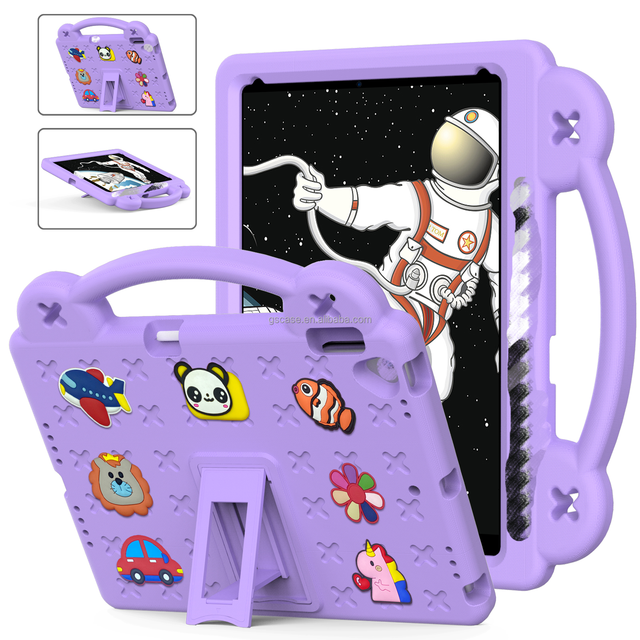 Tablet Kid Case for Samsung Tab S7 S8 S9 Plus 11inch A8 A7A9 S6Lite Shockproof Rug Pad Cartoon Cover Pen Slot Stand Hand Holder
