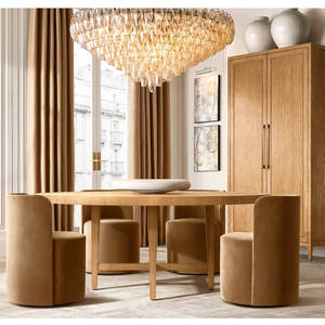 Lustre rond à plusieurs niveaux en verre transparent de 46 pouces pour salon de villa, design minimaliste, salle de banquet d'hôtel, grand lustre en verre fait main - Product Image 4