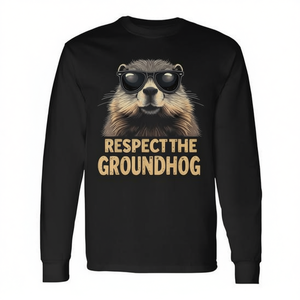 Camiseta de manga larga Respect The Groundhog con diseño vintage del Día del Marmota - Product Image 2