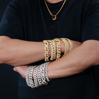 Bracelet chaîne cubaine personnalisé en argent 925, style Hip Hop Miami, serti de moissanite D+ incolore certifiée, plaqué rhodium/or