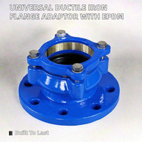Adaptateur de bride de retenue universelle réductrice en fonte ductile avec joint EPDM pour tuyau en PEHD