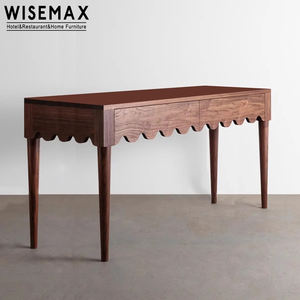 WISEMAX mobili camera da letto Vintage nero in legno massello tavolo per il trucco con 2 cassetti corridoio console da tavolo - Product Image 1