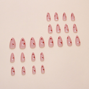 Nuevas <span class=keywords><strong>Uñas</strong></span> <span class=keywords><strong>Postizas</strong></span> Francesas Rojas <span class=keywords><strong>con</strong></span> Pequeños Corazones, Dulces, Modernas, Brillantes, <span class=keywords><strong>con</strong></span> Cobertura Total, 24 Piezas, ABS para Dedos - Product Image 2