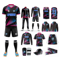 Tenues de football personnalisées en tissu anti-humidité avec logo imprimé par transfert thermique pour l'entraînement des jeunes