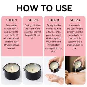 Vente en gros de bougies de massage parfumées de luxe personnalisées, à base de cire végétale, avec des pots à huile essentielle, un bec verseur et un couvercle - Product Image 5