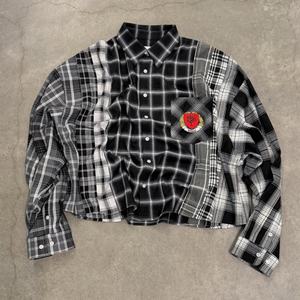 Chemise en flanelle à carreaux à manches longues, style streetwear vintage, patchwork multicolore, coupe ample, épaules tombantes, broderie lourde pour hommes - Product Image 2