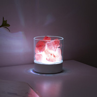 Usb cristal natural lâmpada do sal do hálito led lâmpada, purificador de ar luz interior quente quarto lâmpada de lava