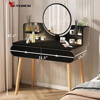 Set Meja Rias Grosir dengan Cermin, Meja Rias Kayu dengan Laci Penyimpanan dan Rak untuk Penggunaan di Kamar Tidur
