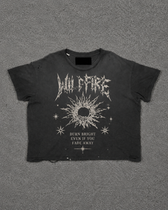 Custom Printed Vintage Washed Cropped <b>T</b> <b>Shirt</b> Men Distressed Raw Hem <b>Gothic</b> Wildfire Sun Graphic Oversized Streetwear <b>T</b>-<b>shirt</b> - Product Image 1