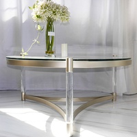 Moderne gehärtete Glas verspiegelte Couch tisch Stahl Acryl Basis für Wohnzimmer Esszimmer möbel Eingang Lager Anwendung
