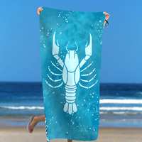 Serviette de sport en microfibre jacquard super absorbante de luxe, extra large, sans sable, serviette de plage Langouste avec logo imprimé sur mesure