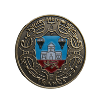 Pièce de collection moderne religieuse en métal plaqué or, gravée et sculptée UV, commémorative du 80e anniversaire de la D-Day et de l'Invasion de Normandie