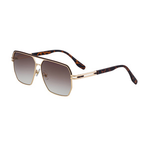 Lunettes de soleil carrées personnalisées pour hommes, monture métallique double pont, verres PC noirs UV400, style Instagram, emballage boîte - Product Image 2