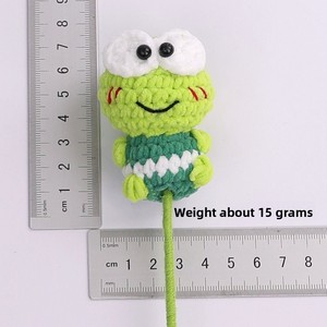 Creative Cartoon Handmade Knitted Wool Yarn Crochet Cute <b>Blush</b> Little Frog Flower Branch Indoor/Outdoor Childrens Day Bouquet - Product Image 4