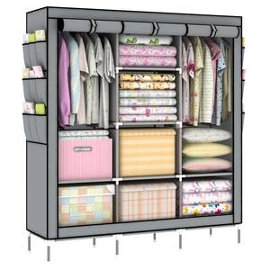 Armoire de chambre à coucher <span class=keywords><strong>portable</strong></span> imperméable de grande taille en tissu non tissé avec un design moderne, pliable et avec des poches latérales pour le mobilier de la maison - Product Image 6