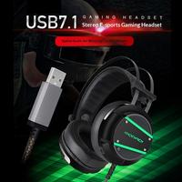 Casque de jeu E-sport haute fidélité USB 7.1 avec son surround PS4, caisson de basses et réduction active du bruit