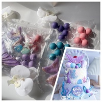 Ensemble de décoration de gâteau sur le thème de l'océan, 26 pièces/sac, style adorable, fausses boules, queue de sirène