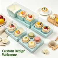 Boîte à gâteau pliable jetable en PET transparent, écologique, avec couvercle transparent, taille personnalisée pour l'emballage de sandwichs et de cupcakes