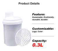 Bouteille Shaker Portable Mini 300ml en Plastique de Haute Qualité, Recommandée, Personnalisable, pour Fitness, OEM ODM, Gobelet Shaker Sportif pour Protéines de Gym